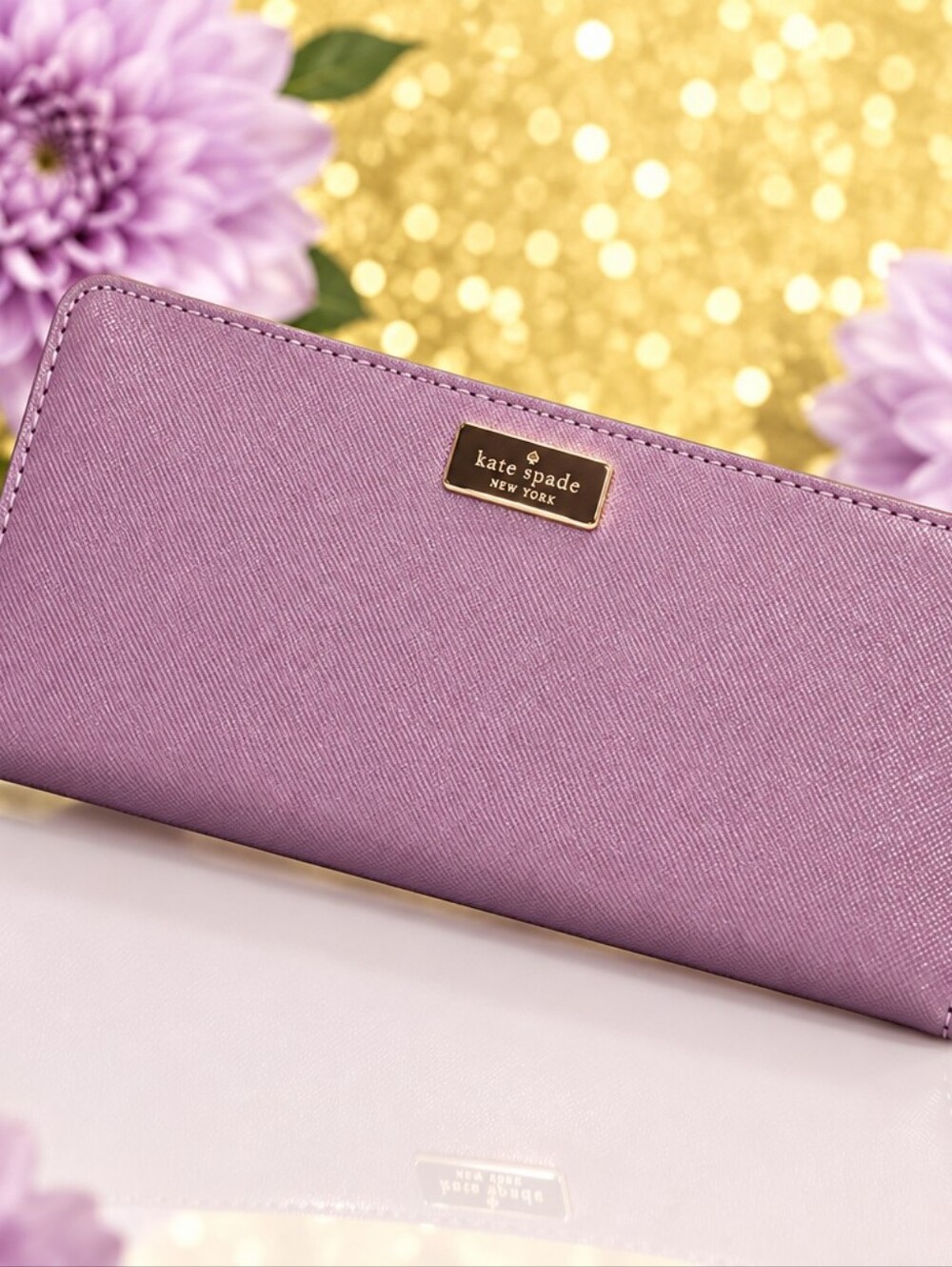 kate spade Lilac Saffiano Zip Wallet